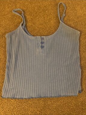 American Eagle Outfitters Light Blue Ribbed Button-Front Cami